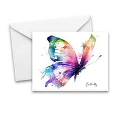12 All Occasion Greeting Cards with Envelopes - Watercolor Butterfly Notecards
