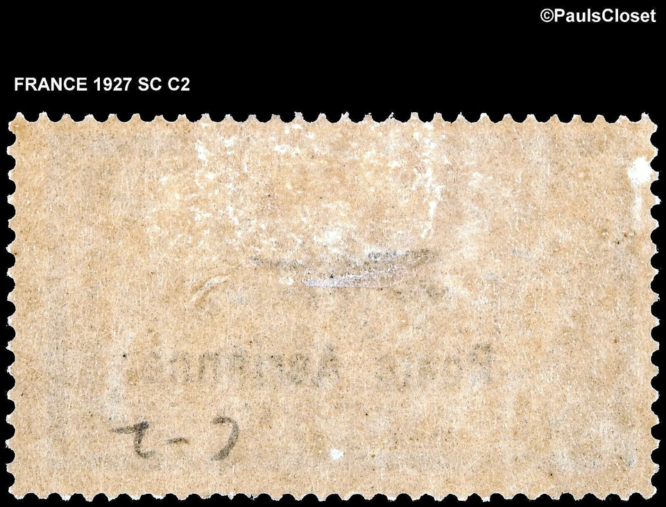 FRANCE 1927 SC C2 LIBERY & PEACE BLK OP POST AERIENNRIE 5fr MHM OG F/VFINE - Image 2 of 2