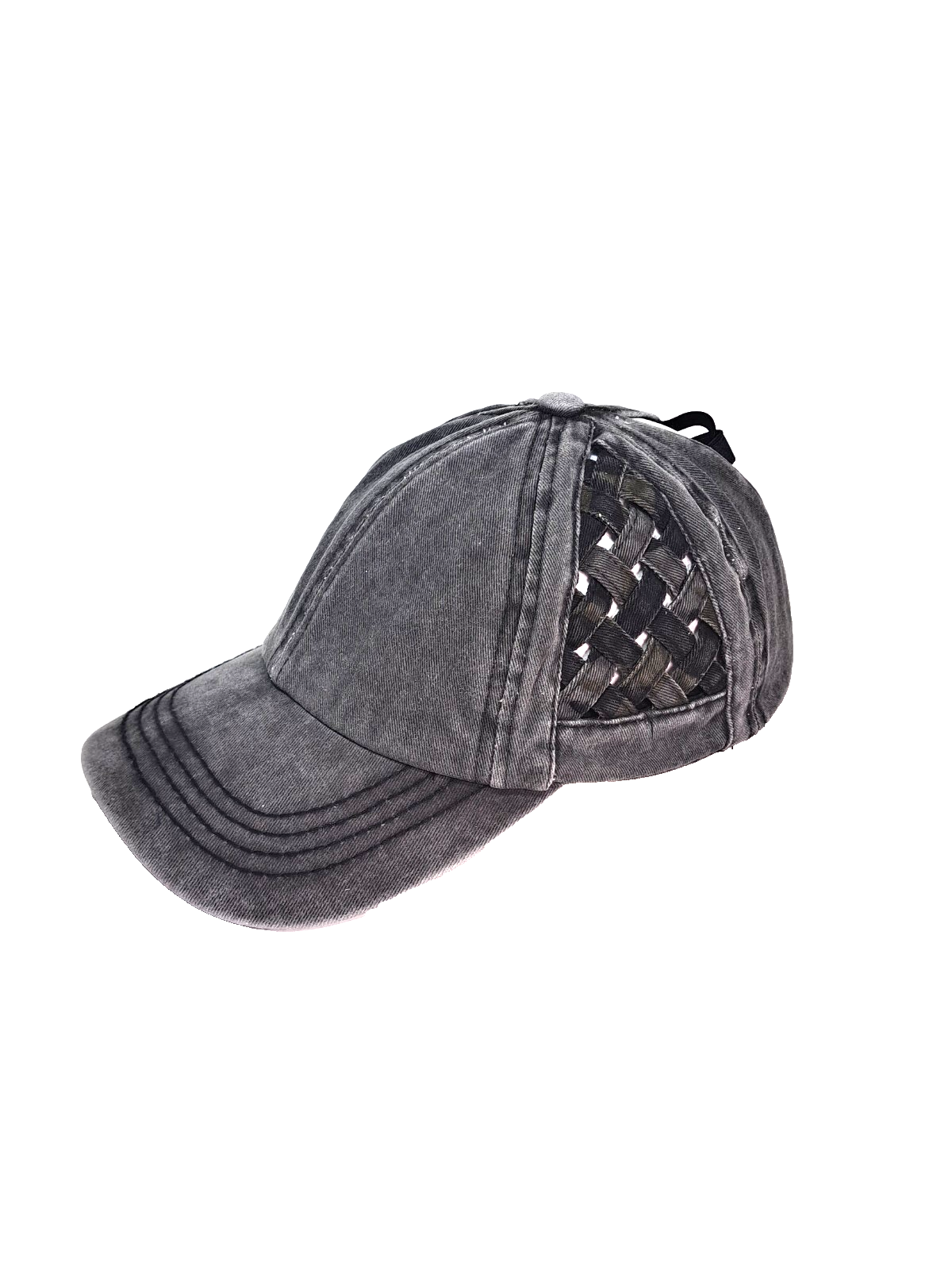 PONY Cappello donna CC incrociato grigio berretto coda di cavallo modello tessuto cinturino regolabile us intime ottimeioni