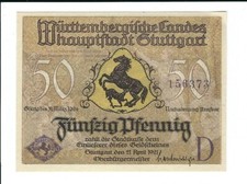 Notgeld - Stuttgart - Stadt Stuttgart - 50 Pf. - 1921 -Cannstatt/ Wilhelmsbr&uuml;cke