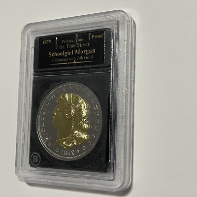 1879 Schoolgirl Morgan 24k Gold Gilded Coin 1 Troy Oz .999 Fine