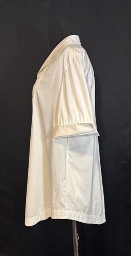 Lafayette 148 New York 8 White Short Sleeve Pleats Tunic Blouse Collar Pockets - Picture 3 of 10