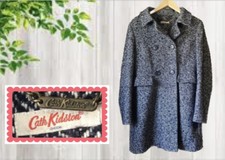 Cath Kidston : Herringbone Tweed Wool Floral Lined Coat : Vgc. : U.k. 12