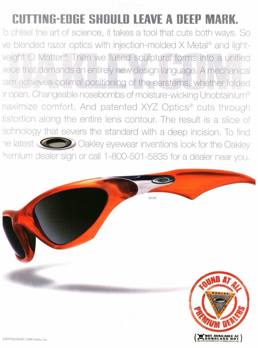 2001 VINTAGE PRINT AD - OAKLEY SCAR AD - CUTTING EDGE OAKLEY