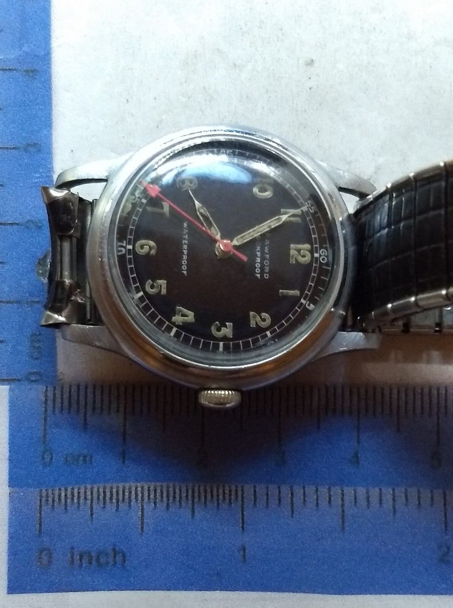 Montre Militaire Mécanique CRAWFORD Vintage - Mouvement Manuel, Boîtier Acier Chromé