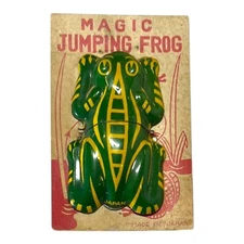 New Vintage 1950s Tin Toy Magic  Jumping Frog Made in Japan Novelty