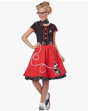 California Costumes Poodle Shirt 50'sgirls Small With Bonus Tights