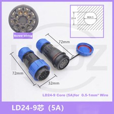 IP68 Waterproof Connector Inline Cable Aviation Plug Socket 2,3,4,5,6,7,9 11 Pin