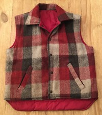 MONTGOMERY WARD Reversible Vest maroon Gray Plaid Men Medium
