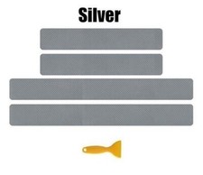 3D SILVER Carbon Fibre Effect Door Sill Step Guard Protectors M22-B (02SR)