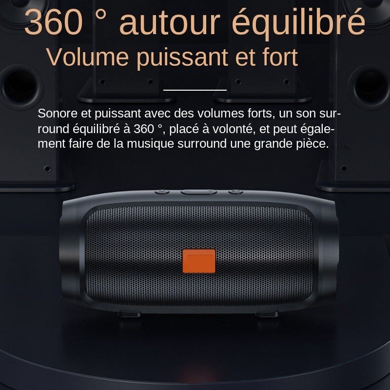 Enceinte portable Bluetooth avec caisson de basse hifi sans fil noir - 3