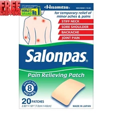 Salonpas Pain Relieving Patch, 8-Hour Pain Relief, 20 Patches