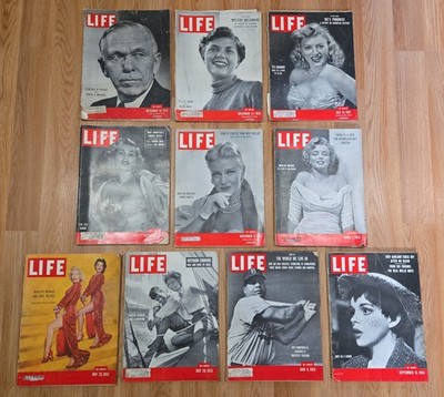 Life Magazine LOT SET 1950-1954 Marilyn Monroe JFK Zsa Zsa Gabor Roy Campanella