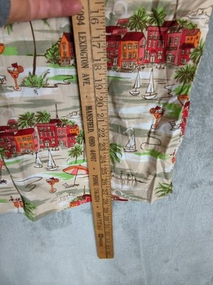 Erika Vintage Camp Shirt Top Womens 2X Button Up Bright Tropical