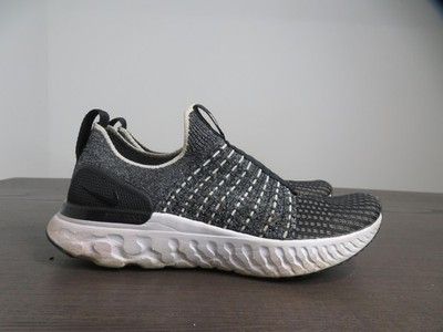 Nike React Phantom Run Flyknit 2 Shoes Womens Size 7 Black White Slip On Running