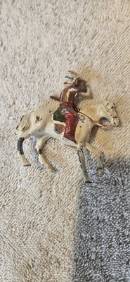 Vintage Cowboy on Horse Cast Metal Western Toy Figure