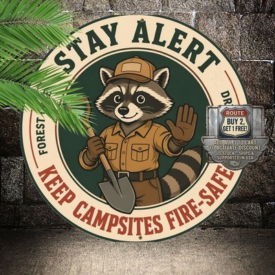 Forest Fire Prevention Poster Round Badge Emblem Metal Plaque 8x8