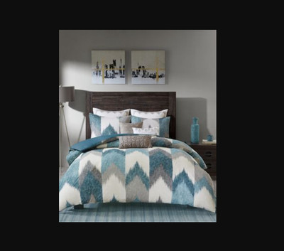 INKIVY Alpine Reversible King Chevron Aqua KingCalifornia King