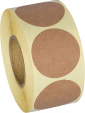 1.5” Natural Brown Kraft Stickers (500 per Roll) - round Blank Stickers for Stor