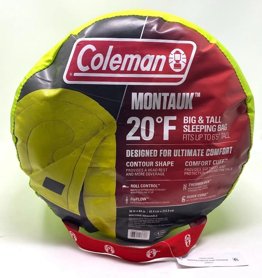 Coleman Montauk 20F Big and Tall Contour Sleeping Bag 36"x84"