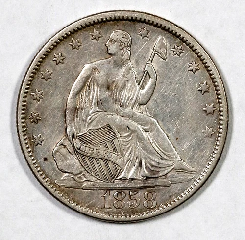 1858 Seated Liberty Half Dollar – Graffiti – AU/XF Details – See Photos #203