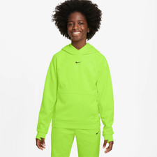 Nike Big Unisex Kids' Multi Stain Repel Therma-FIT Pullover Hoodie Neon Green