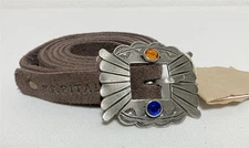 Kapital Suede Pueblo disco Buckle Belt leather brown new