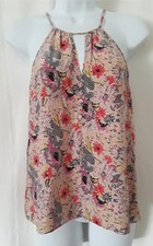 Women's Tag Size XS PARKER Summer Floral Print 100% Silk Sleeveless Blouse Top