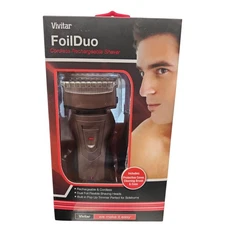 Vivitar PG‑V003 FoilDuo 2‑Head Cordless Foil Shaver Rechargeable Electric Razor