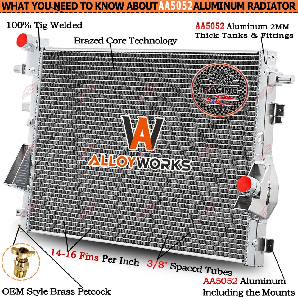 3 Row Aluminum Radiator For 2011-2016 Ford F350 F450 Super Duty 6.7L Powerstroke - Image 4 of 4