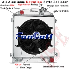 4 Row Radiator&Shroud Fan For 1930-1932 Ford HI BOY Hot Rod Chopped Chevy V8