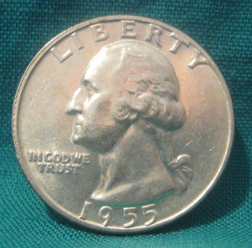 1955-D Washington 90% Silver 25c-Uncirculated-Hi Luster-Sharp Details-BU-#422