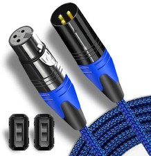 Professional 10ft XLR Microphone Cable Nylon Braided with 2 Ferrite Beads, Dual