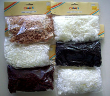 Lot of 6 curly doll hair packages unopen white black brown tan