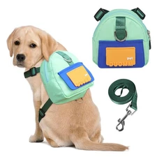 Dog Backpack Harness with Leash,Cute Pet Puppy Backpacks Bulid-in Dog Poop Ba...
