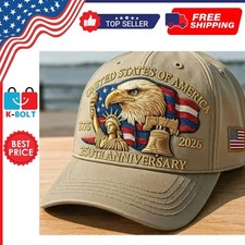Baseball Cap United States 250th Anniversary Hat Washable Eagle Print Hat Visor