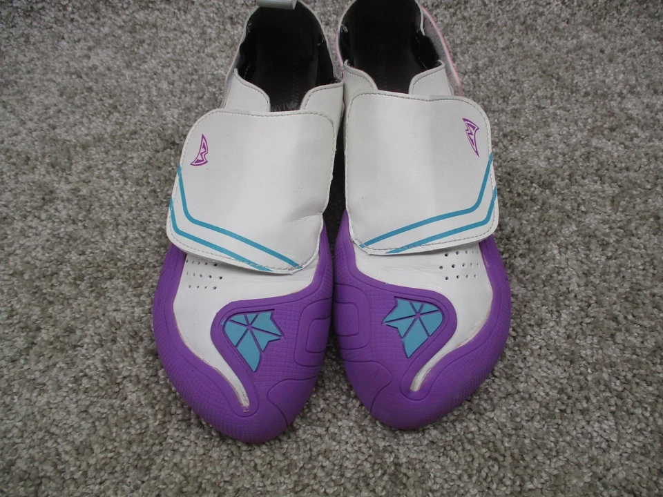 Zapatos de escalada Mad Rock Mad Monkey niños jóvenes EE. UU. 5 blanco púrpura verde azulado Foto 3 de 4