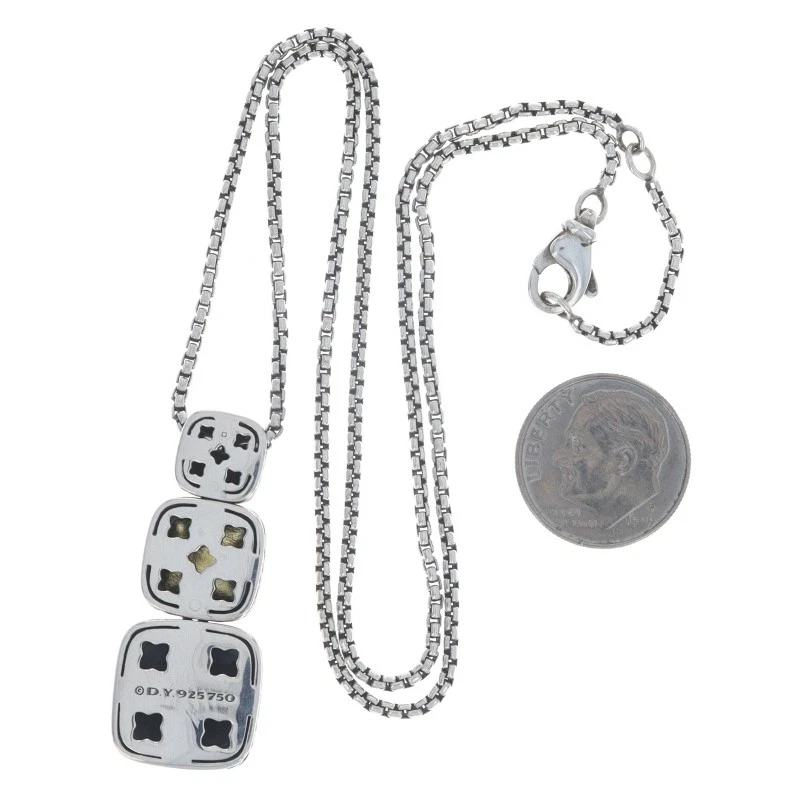 Collar David Yurman Chiclet Cable Triple Gota Oro Amarillo 925 Ajuste 18k Foto 3 de 4