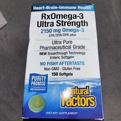 Natural Factors, RxOmega-3 Ultra Strength, 2,150mg Omega 3, 150 softgels Exp4/29