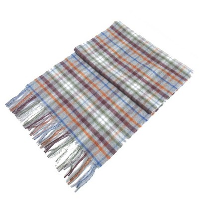 Johnstons of Elgin Cashmere Fringe Scarf in Gray Multicolor Unisex Women USED