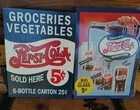 Vintage 2001 Pepsi Cola Tin Sign Pair - Diner - Restaurant - Home