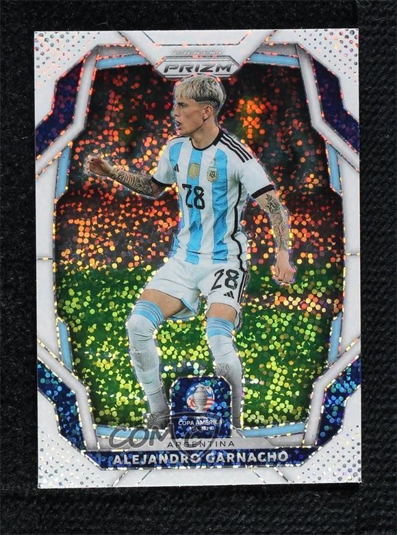 2024 Panini Prizm CONMEBOL Copa America White Sparkle Alejandro Garnacho #15