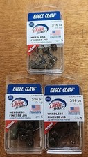 Lot Of 3. Eagle Claw Lazer Sharp Weedless Pro-V Finesse Ned Rig Jighead 5 pack