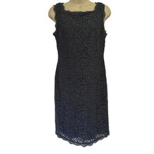 NEW Adrianna Papell Lace Dress Sleeveless Sheath Lined Gray Blue 4P Event
