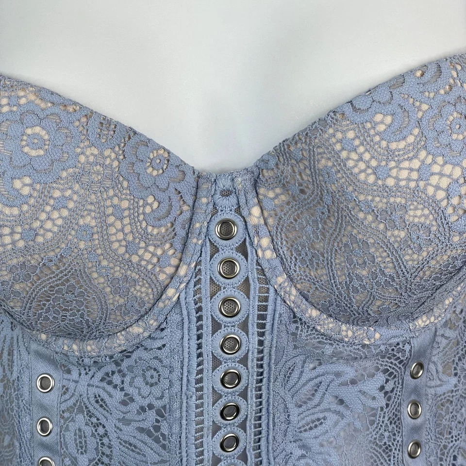 Victoria's Secret Coquette Lace Corset Lingerie Top 34C Ice Blue Layering Y2K - Image 3 of 4