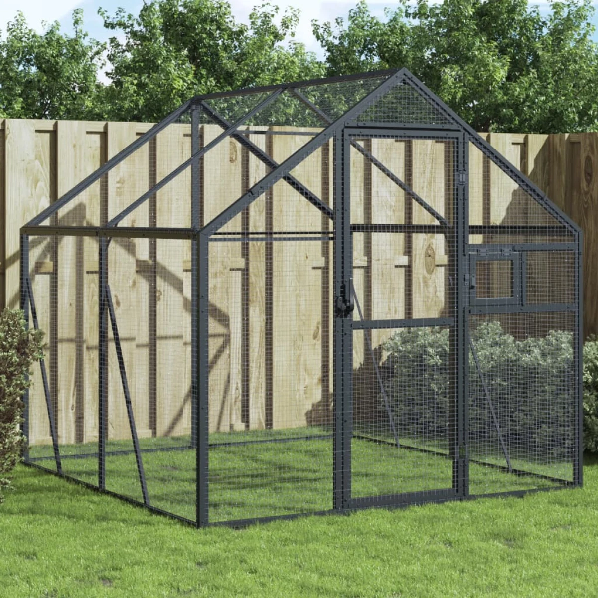 Aviary Anthracite 1.79x2x1.85m Aluminium Outdoor Bird Enclosure Lockable Door HD