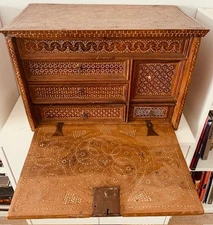 Antique 17th Century Spanish Traveling Writing Desk Hispano-Moresque Vargueno