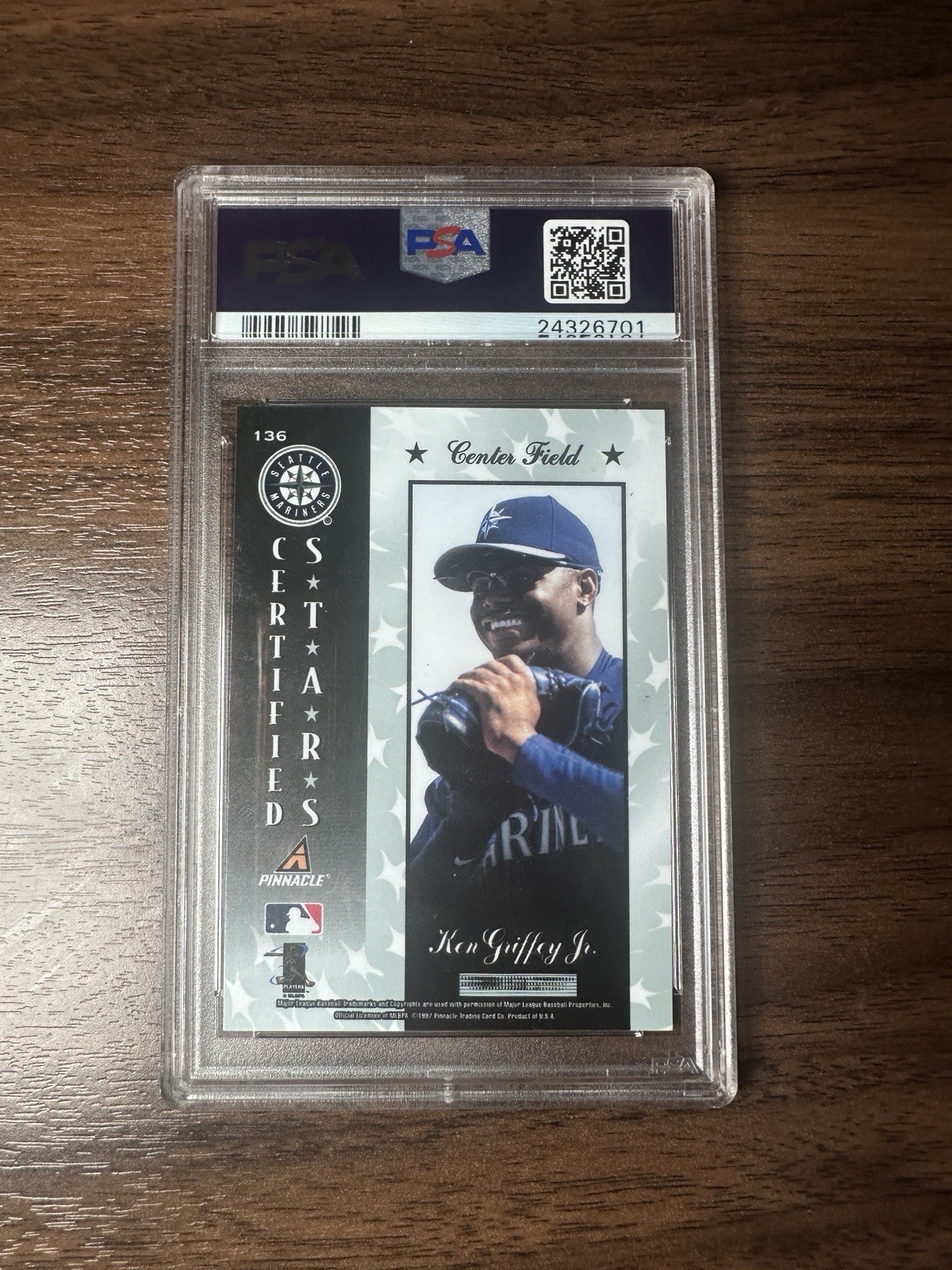 1997 Pinnacle Certified Stars Ken Griffey Jr #136 Mariners PSA 10 view 2