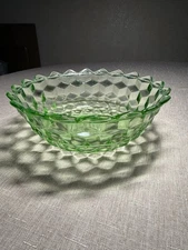 Jeanette Glass Co Green Cube Cubist Uranium 7 In Bowl Depression Glass 1929-1930