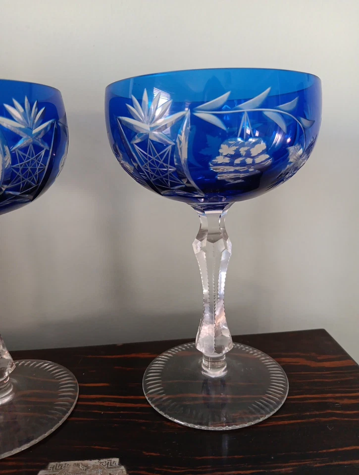 Pair Of Cobalt Blue Nachtmann Traube Champagne Coupe Glasses - Image 3 of 4